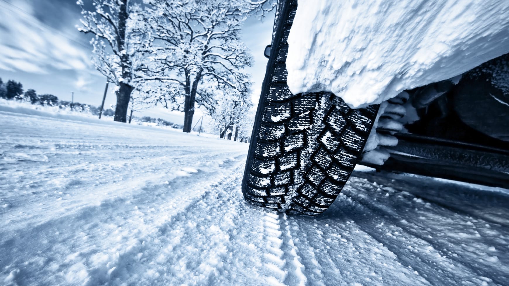 Winter Tire Driving in Snowy Winter Conditions