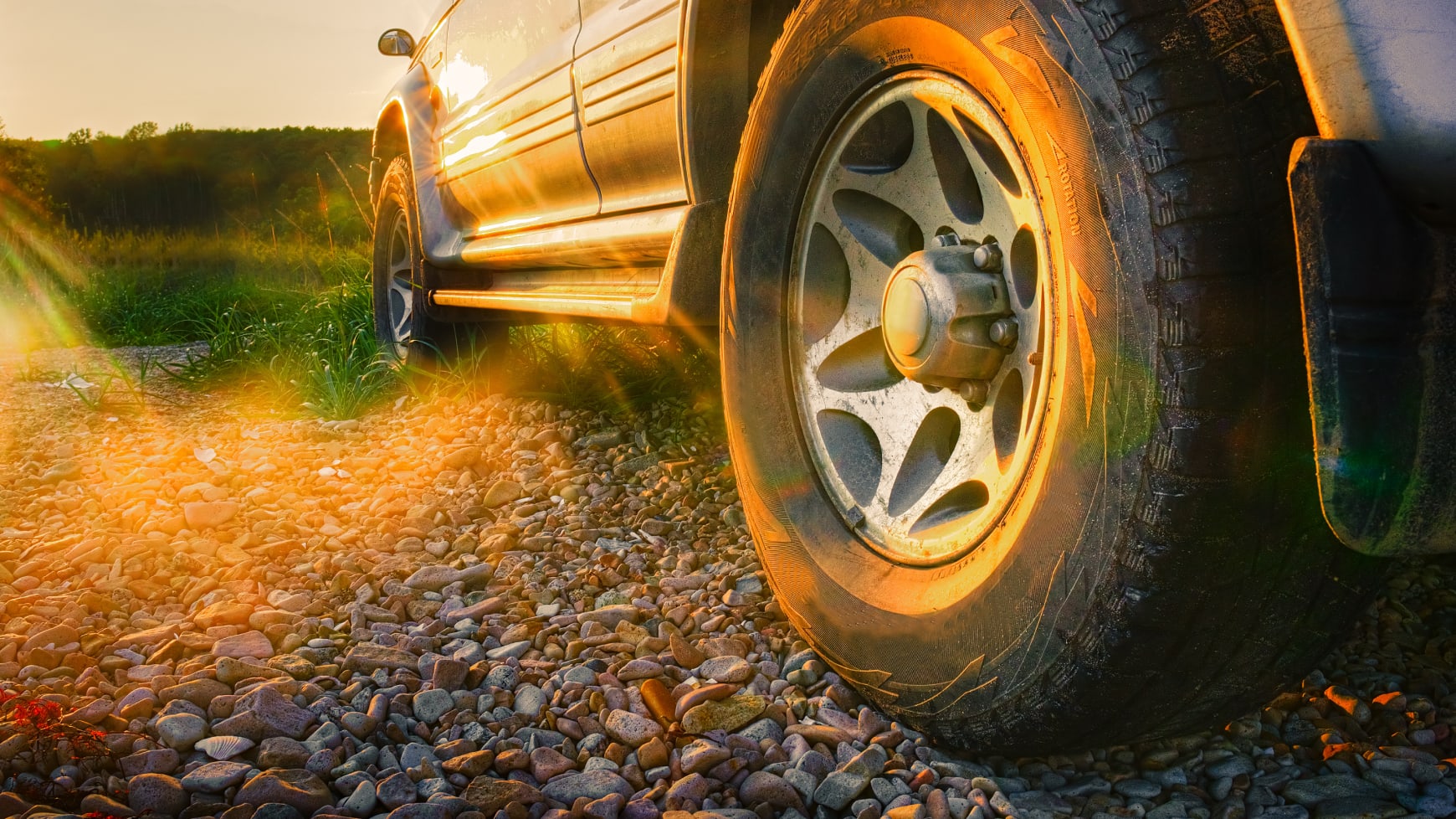 All-Terrain Tires Driving on a Ricky Hillside
