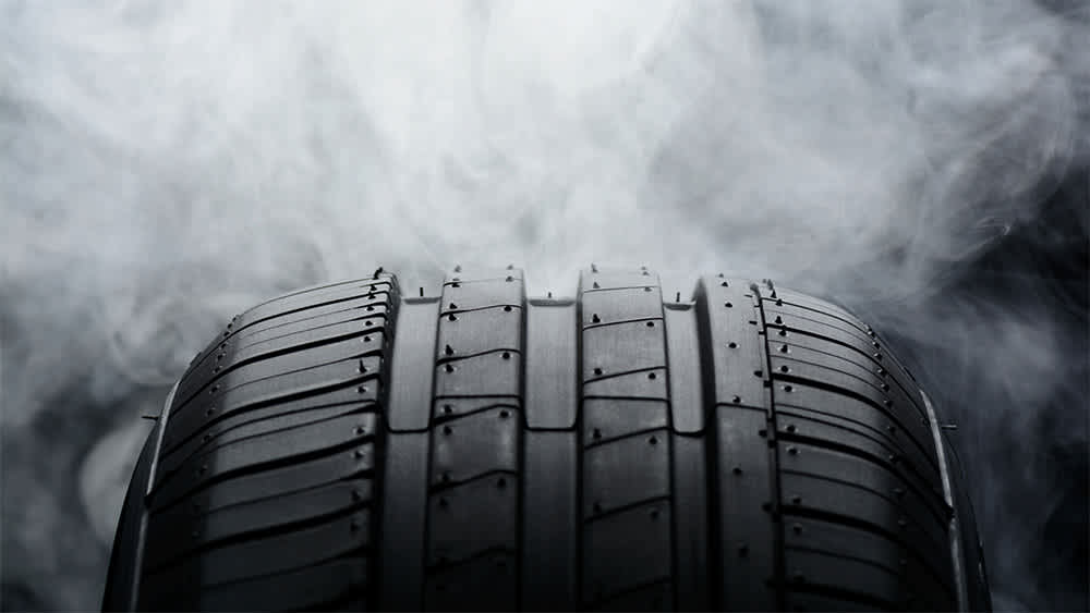 Tire coming off an assembly line