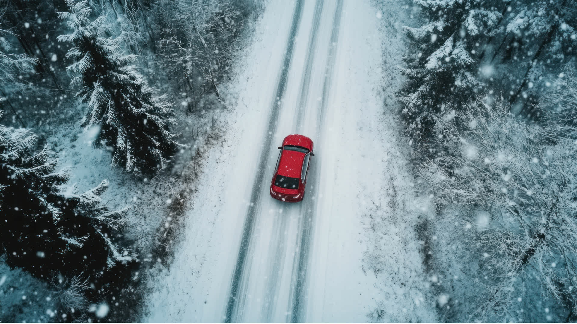 Car driving on a winter road