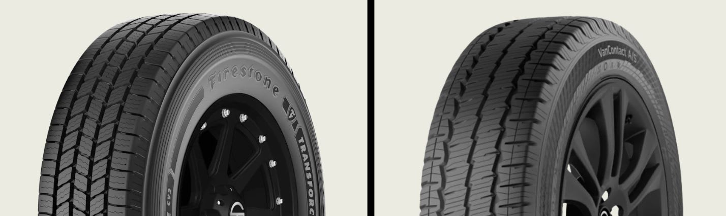 Firestone Transforce CV2 vs Continental VanContact A/S tires side by side
