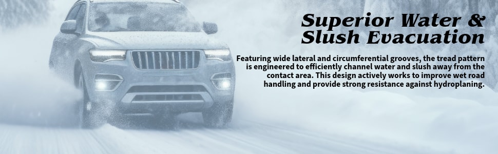 Bridgestone Blizzak DM-V2 tires Superior Water and Slush Evacuation