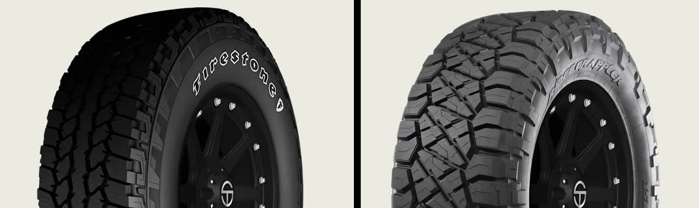 Firestone Destination A/T2 vs Nitto Ridge Grappler tires side by side