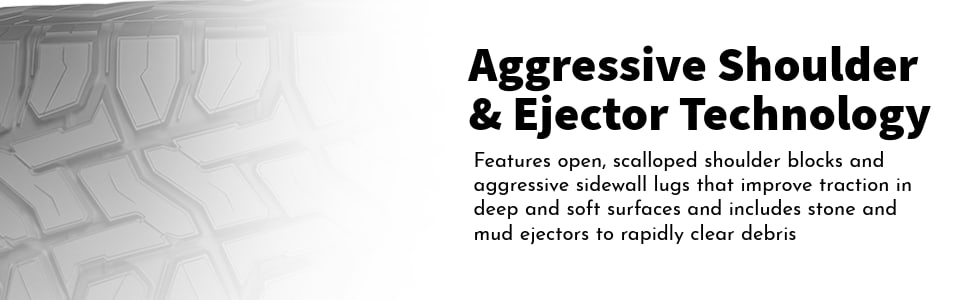 Toyo Open Country R/T tires aggressive shoulder & ejector technology