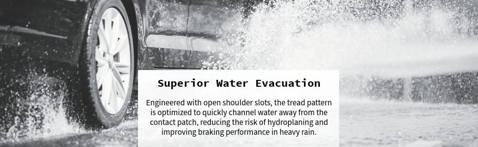 Firestone Weathergrip tires Superior water evacuation