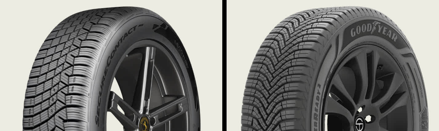 Continental SecureContact AW vs Goodyear Assurance WeatherReady 2 tires side-by-side