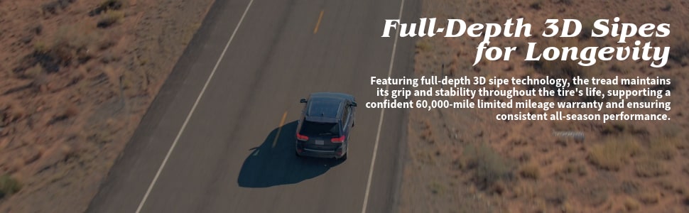 Bridgestone Dueler A/T Ascent tires Full-Depth 3D Sipes for Longevity