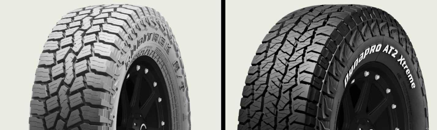 Falken Rubitrek A/T vs Hankook Dynapro AT2 Xtreme (RF12) tires side-by-side
