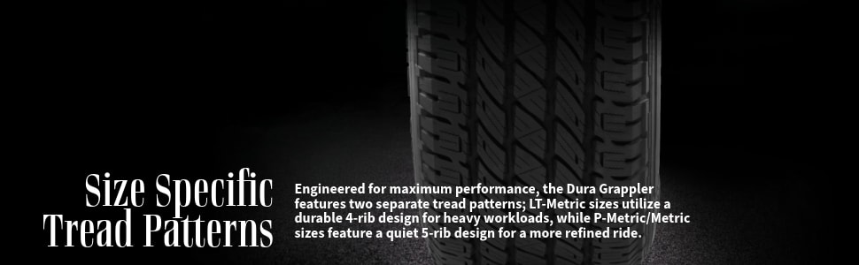 Nitto Dura Grappler tires Size specific tread patterns