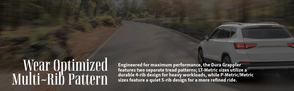 Nitto Dura Grappler tires Wear optimized multi-rib pattern