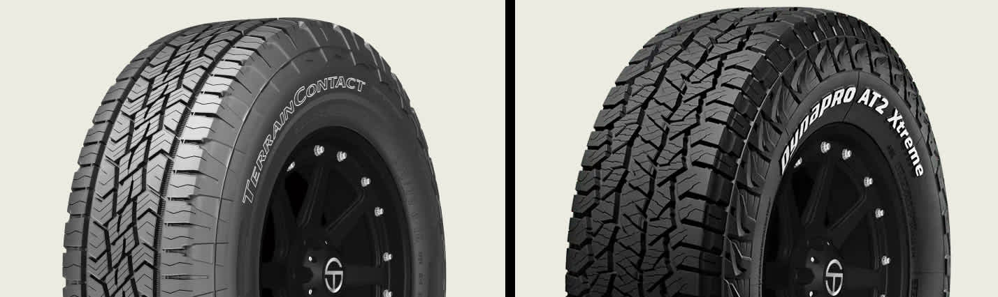 Continental TerrainContact A/T vs Hankook Dynapro AT2 Xtreme (RF12) tires