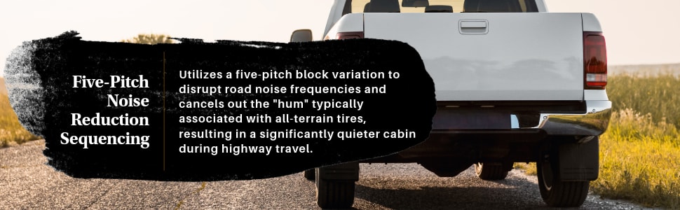 Kumho Road Venture AT52 tires Five-Pitch Noise Reduction Sequencing