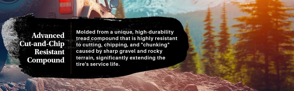 Kumho Road Venture MT71 tires Advancec cut-and-chip resistant compound