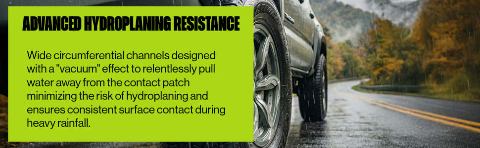 Atturo Trail Blade A/T tires Advanced Hydroplaning Resistance