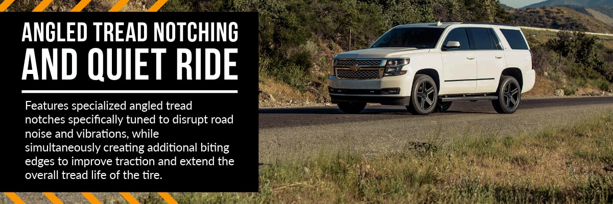 Milestar Patagonia H/T tires Angled tread notching and quiet ride