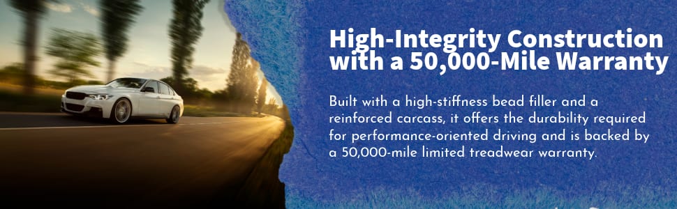 Toyo Proxes Sport A/S tires High-Integrity Construction with a 50,000-Mile Warranty