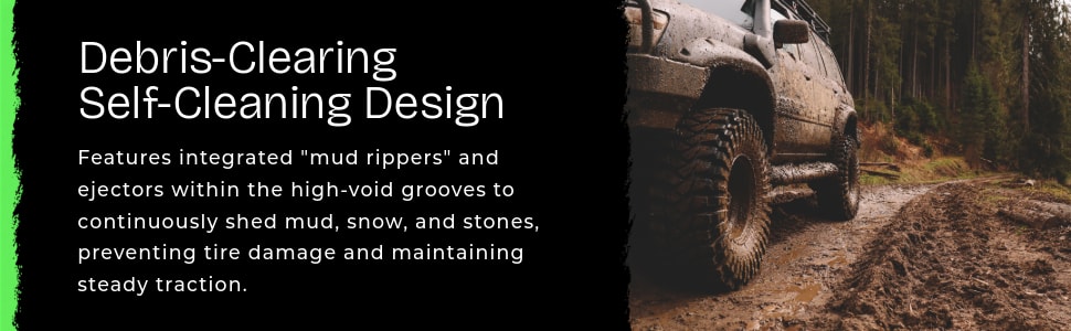 Prinx HiCountry RT HR1 tires Debris-Clearing Self-Cleaning Design