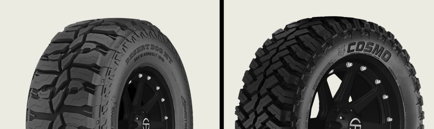 Armstrong Desert Dog M/T vs Cosmo Mud Kicker tires side-by-side