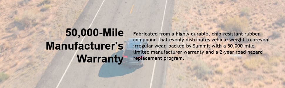 Summit Trail Climber RT tires 50,000-Mile Manufacturer's Warranty