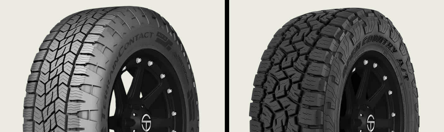 Continental TerrainContact A/T2 vs Toyo Open Country A/T III tires side-by-side