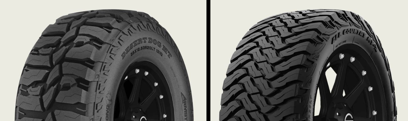 Armstrong Desert Dog M/T vs Ironman All Country M/T-X tires side-by-side