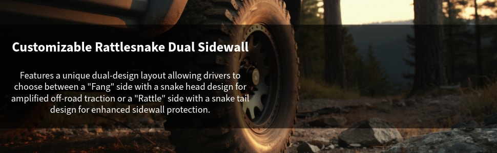 Radar Renegade A/T Pro tires Customizable Rattlesnake Dual Sidewall