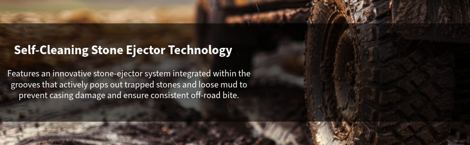 Radar Renegade A/T5 tires Self-cleaning stone ejector technology