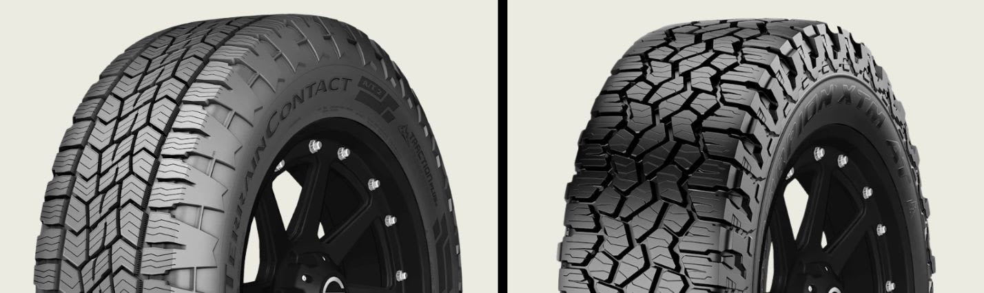 Continental TerrainContact A/T2 vs Pirelli Scorpion XTM AT tires side-by-side