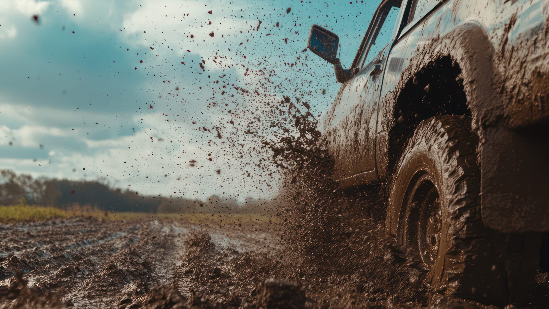 Summit Mud Hog tires driving through mud
