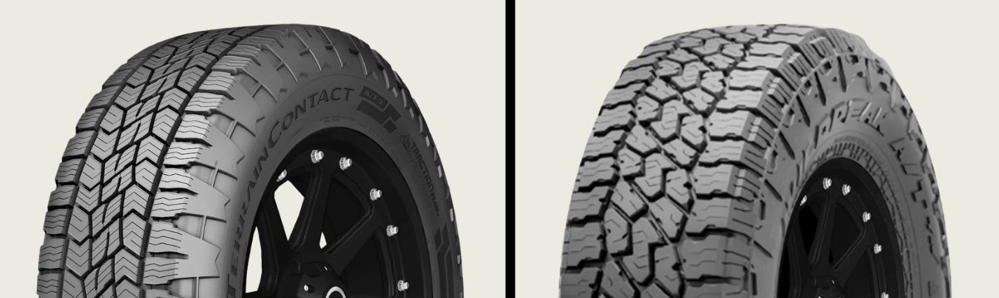 Continental TerrainContact A/T2 vs Falken Wildpeak A/T4W tires side-by-side