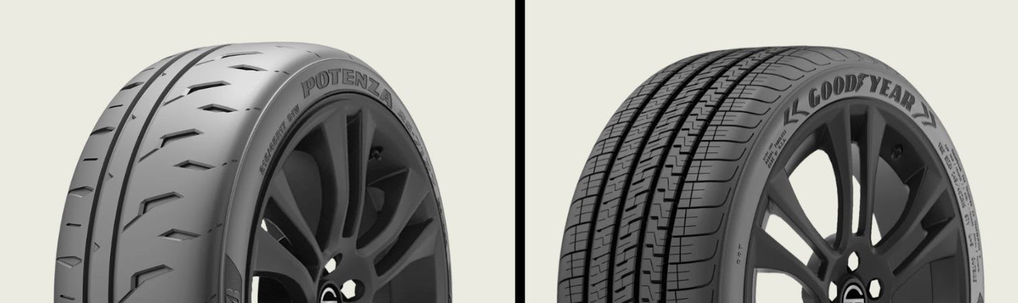 Bridgestone Potenza RE-71RZ vs Goodyear Eagle Exhilarate tires side-by-side