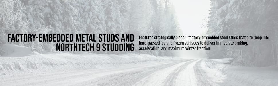 Nokian Nordman North 9 Studded tires Factory-embedded metal studs and NorthTech 9 Studding