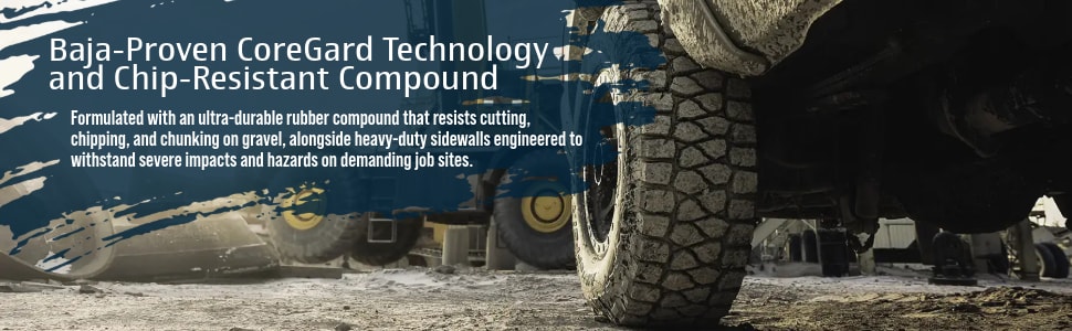 BFGoodrich HD‑Terrain T/A KT tires Baja-Proven CoreGard Technology and Chip-Resistant Compound