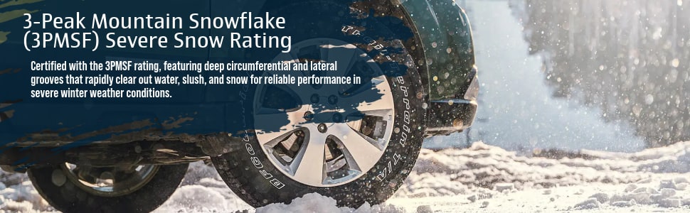 BFGoodrich Trail‑Terrain T/A tires 3-Peak Mountain Snowflake (3PMSF) Severe Snow Rating