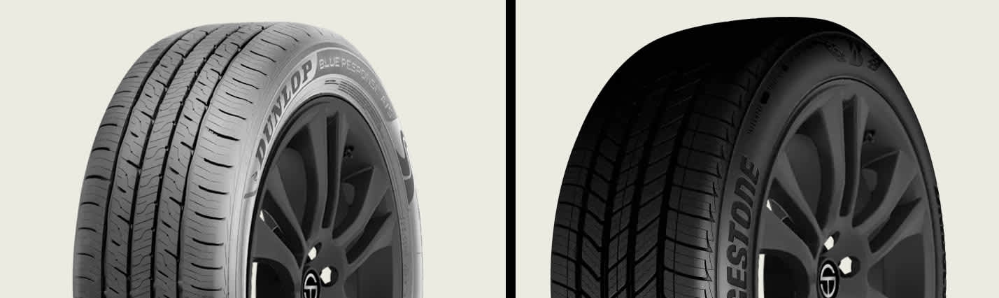 Dunlop Blue Response A/S vs Bridgestone Turanza QuietTrack tires side-by-side