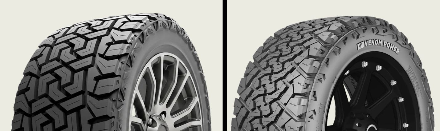 Gripmax MaxGrip X/T vs Venom Power Terra Hunter X/T tires side-by-side