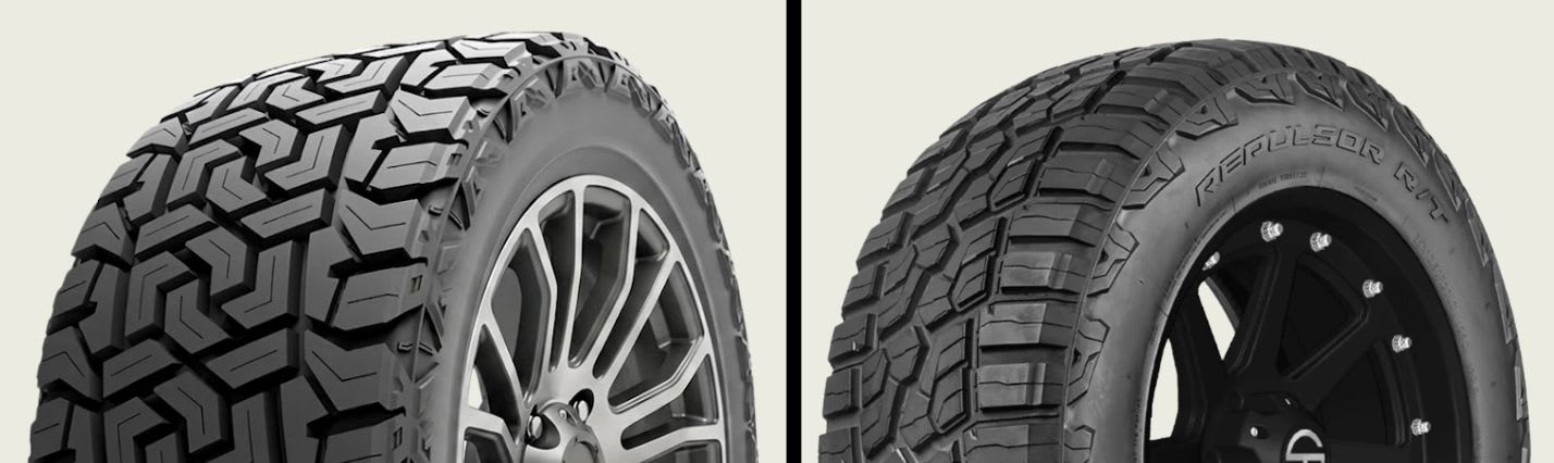 Gripmax MaxGrip X/T vs RBP Repulsor R/T tires side-by-side