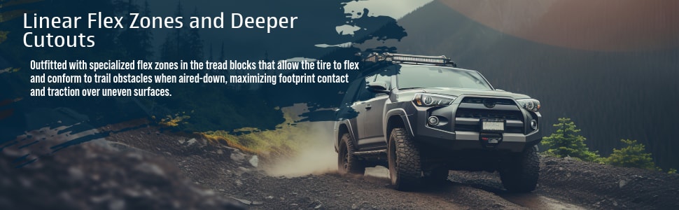 BFGoodrich Mud-Terrain T/A KM2 tires Linear Flex Zones and Deeper Cutouts