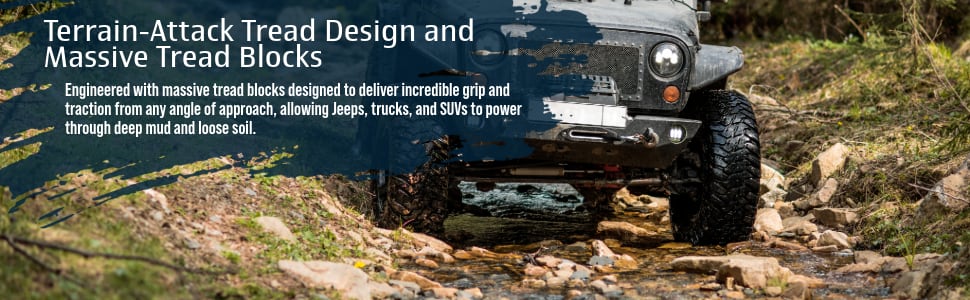 BFGoodrich Mud-Terrain T/A KM3 tires Terrain-Attack Tread Design and Massive Tread Blocks