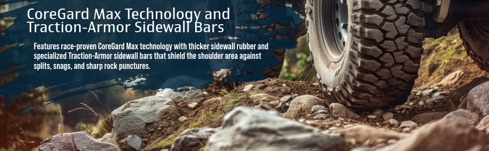 BFGoodrich Mud-Terrain T/A KM3 tires CoreGard Max Technology and Traction-Armor Sidewall Bars