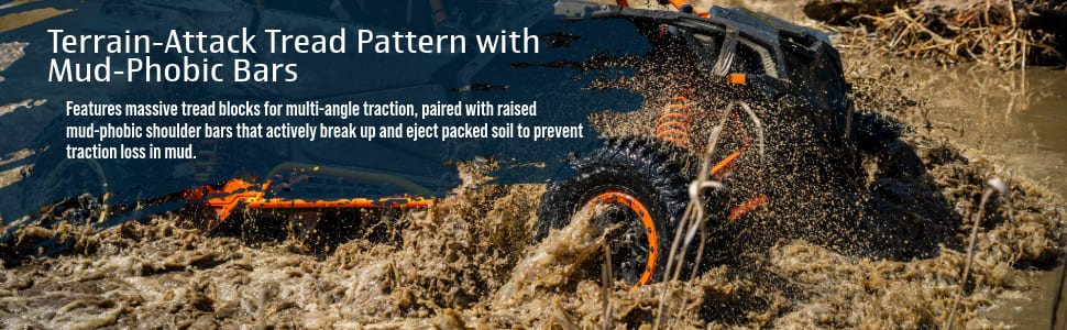 BFGoodrich Mud-Terrain T/A KM3 UTV tires Terrain-Attack Tread Pattern with Mud-Phobic Bars