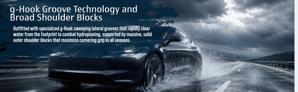 BFGoodrich g-Force Comp-2 A/S+ tires g-Hook Groove Technology and Broad Shoulder Blocks